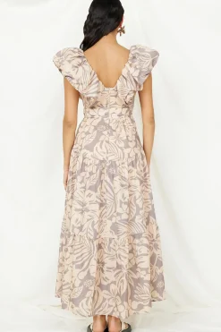 Cocktail Dresses|Flowy Dresses>Hello Molly Celestial Paradise Maxi Dress Beige