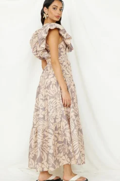 Cocktail Dresses|Flowy Dresses>Hello Molly Celestial Paradise Maxi Dress Beige