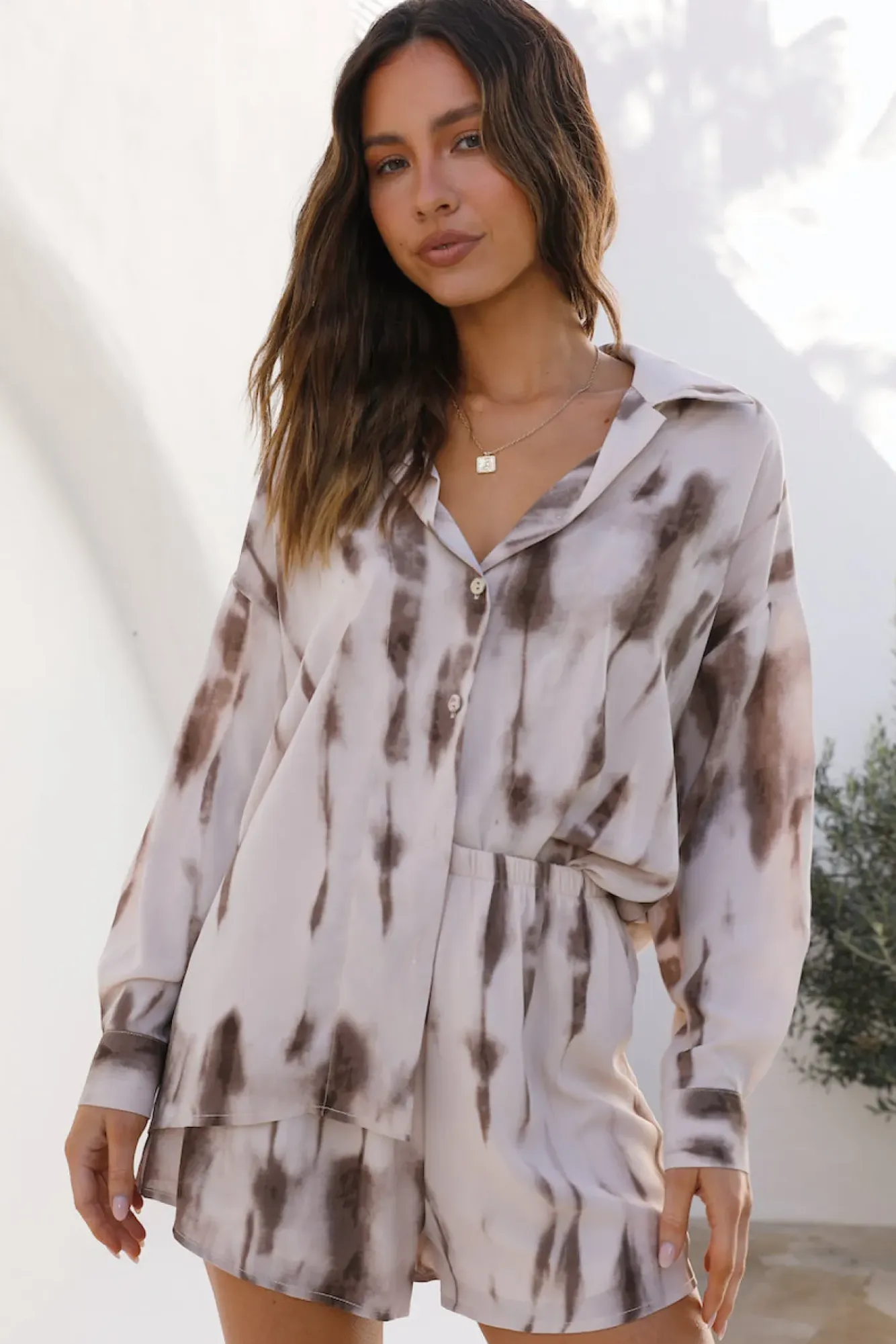 Long Sleeve|Cropped>Hello Molly Celestial Vines Set Brown