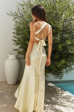 Wedding Guest Dresses|Formal Dresses>Hello Molly Champagne Chat One Shoulder Maxi Dress Yellow