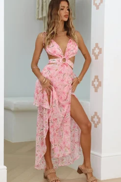 Cocktail Dresses|Floral Dresses>Hello Molly Changing Seasons Maxi Dress Pink