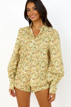 Fashion Tops And Vests|Cropped>Charlie Holiday Harper Shirt Forest Paisly