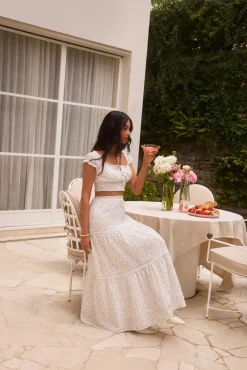 Skirt And Top Sets>Hello Molly Chasing Summer Set White