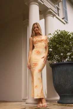 Wedding Guest Dresses|Formal Dresses>Hello Molly Chasing Sunlight Maxi Dress Orange