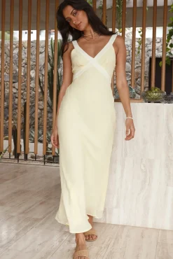 Vacation Dresses|Spring Break Dresses>Hello Molly Checked Out Maxi Dress Yellow