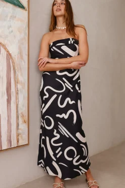 Wedding Guest Dresses|Cocktail Dresses>Hello Molly Check Me Out Strapless Maxi Dress Black