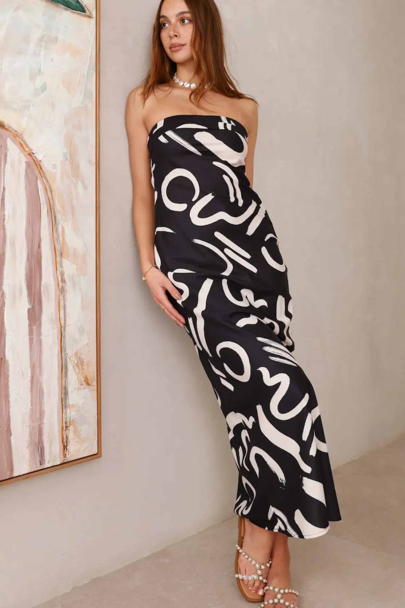 Wedding Guest Dresses|Cocktail Dresses>Hello Molly Check Me Out Strapless Maxi Dress Black