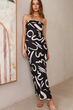 Wedding Guest Dresses|Cocktail Dresses>Hello Molly Check Me Out Strapless Maxi Dress Black