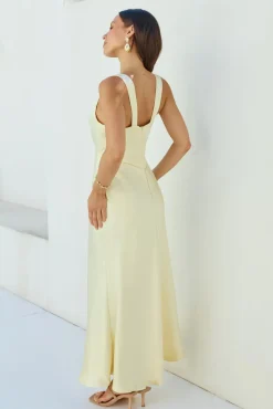 Wedding Guest Dresses|Formal Dresses>Hello Molly Cheers To You Satin Maxi Dress Yellow