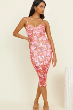 Midi Dresses>Hello Molly Cherished Dreams Midi Dress Pink