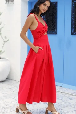 Wedding Guest Dresses|Vacation Dresses>Hello Molly Cherry Kisses Maxi Dress Red