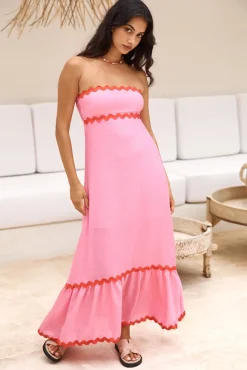 Vacation Dresses|Spring Break Dresses>Hello Molly Cherry On Top Maxi Dress Pink