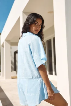 Rompers>Hello Molly Chic On Shore Romper Blue