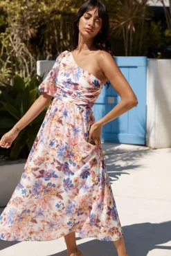 Wedding Guest Dresses|Cocktail Dresses>Hello Molly Chin Up One Shoulder Maxi Dress Purple