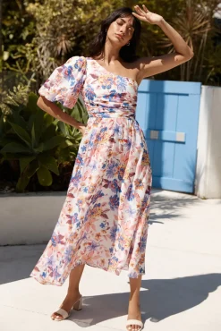 Wedding Guest Dresses|Cocktail Dresses>Hello Molly Chin Up One Shoulder Maxi Dress Purple
