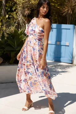 Wedding Guest Dresses|Cocktail Dresses>Hello Molly Chin Up One Shoulder Maxi Dress Purple
