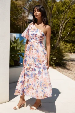 Wedding Guest Dresses|Cocktail Dresses>Hello Molly Chin Up One Shoulder Maxi Dress Purple