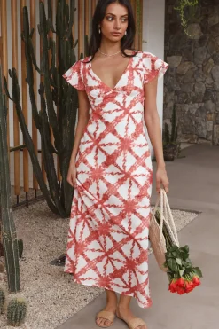 Vacation Dresses|Spring Break Dresses>Hello Molly Citrus and Spice Maxi Dress Orange