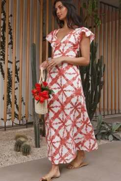 Vacation Dresses|Spring Break Dresses>Hello Molly Citrus and Spice Maxi Dress Orange