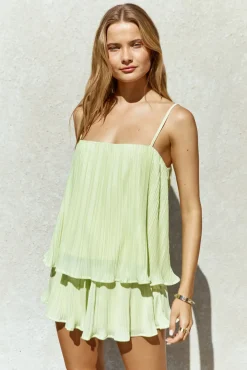 Two-Piece Shorts Set>Fortunate One Citrus Breeze Mini Dress Green