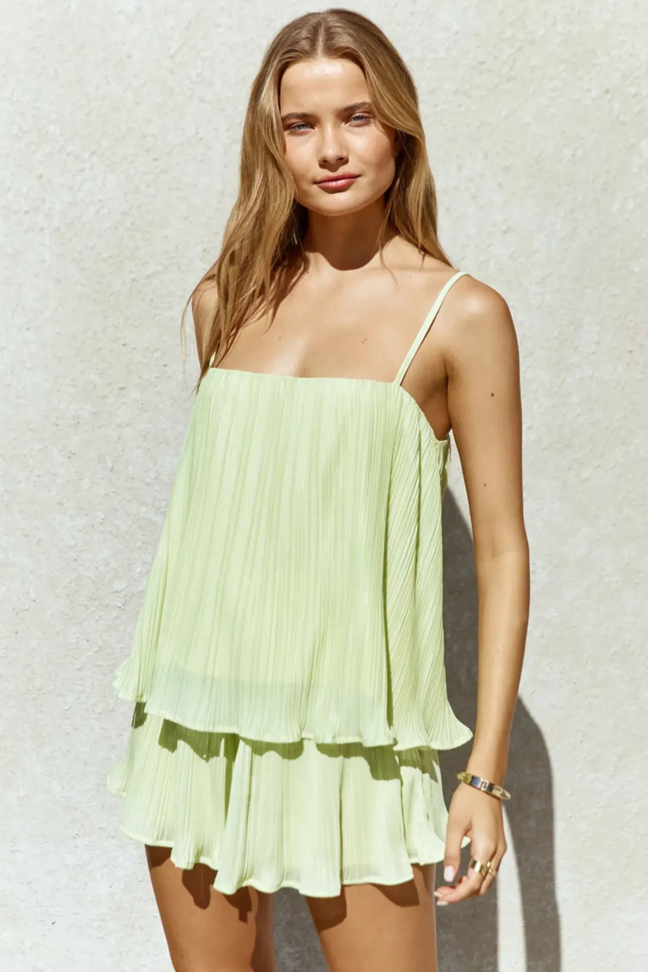 Two-Piece Shorts Set>Fortunate One Citrus Breeze Mini Dress Green
