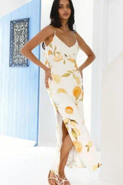 Vacation Dresses|Brunch Dresses>Hello Molly Citrus Love Midi Dress Yellow