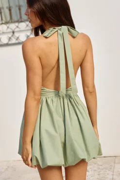Vacation Dresses|Brunch Dresses>Hello Molly City Lights Bubble Hem Mini Dress Sage