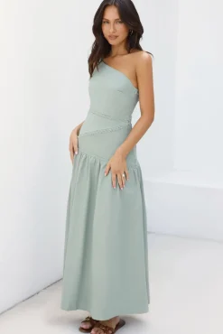 Wedding Guest Dresses|Vacation Dresses>Hello Molly Claire One Shoulder Maxi Dress Khaki