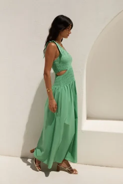 Spring Break Dresses|Brunch Dresses>Hello Molly Close Up One Shoulder Maxi Dress Green