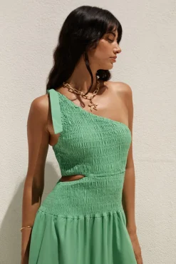 Spring Break Dresses|Brunch Dresses>Hello Molly Close Up One Shoulder Maxi Dress Green