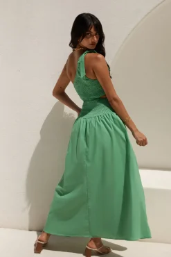 Spring Break Dresses|Brunch Dresses>Hello Molly Close Up One Shoulder Maxi Dress Green
