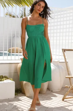 Wedding Guest Dresses|Vacation Dresses>Hello Molly Coastal Dreaming Midi Dress Green