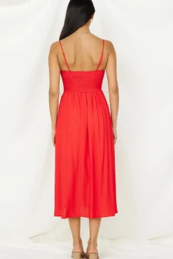 Spring Break Dresses|Date Night Dresses>Hello Molly Coastal Dreaming Midi Dress Red