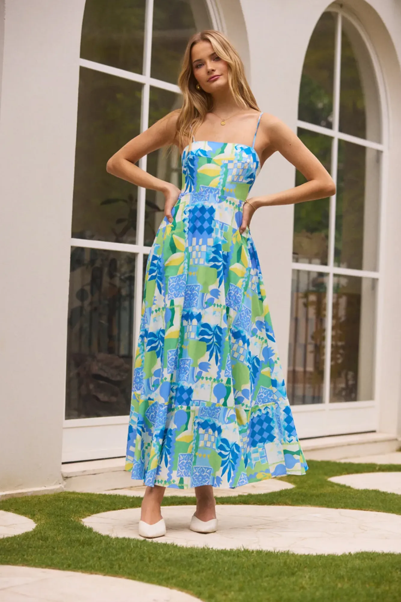 Vacation Dresses|Date Night Dresses>Hello Molly Coastal Paradise Midi Dress Print