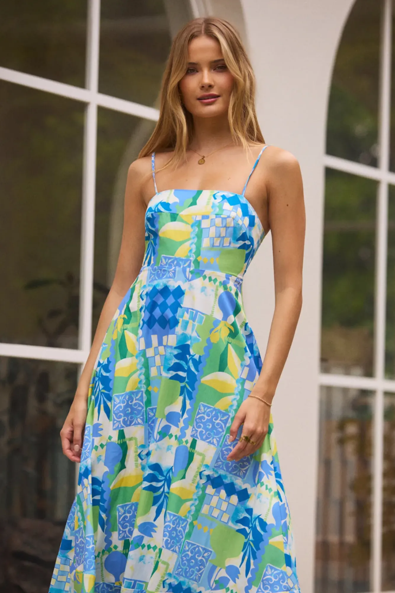Vacation Dresses|Date Night Dresses>Hello Molly Coastal Paradise Midi Dress Print