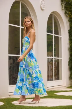 Vacation Dresses|Date Night Dresses>Hello Molly Coastal Paradise Midi Dress Print