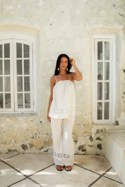 Pants|Two-Piece Pants Set>Hello Molly Coastal Tour Linen Pants Beige