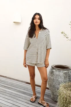 Two-Piece Shorts Set>Hello Molly Coastal Voyages Set Beige