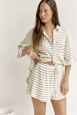 Two-Piece Shorts Set>Hello Molly Coastal Voyages Set Brown