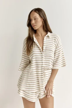 Two-Piece Shorts Set>Hello Molly Coastal Voyages Set Brown