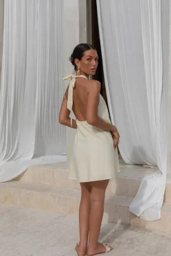 Vacation Dresses|Spring Break Dresses>Hello Molly Coconut Sips Halter Mini Dress Yellow