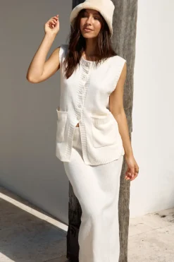 Skirt And Top Sets>Hello Molly Coffee Cart Knit Set Cream