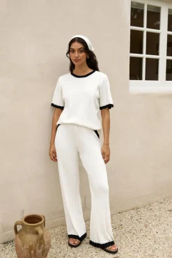 Pants|Two-Piece Pants Set>Hello Molly Colder Days Knit Pants White