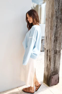 Cropped>Hello Molly Cold Nights Sweater Blue
