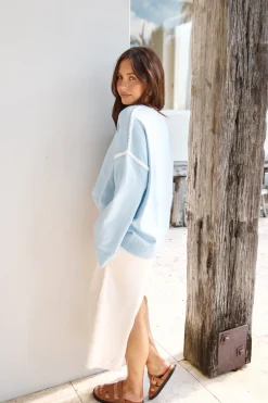 Cropped>Hello Molly Cold Nights Sweater Blue