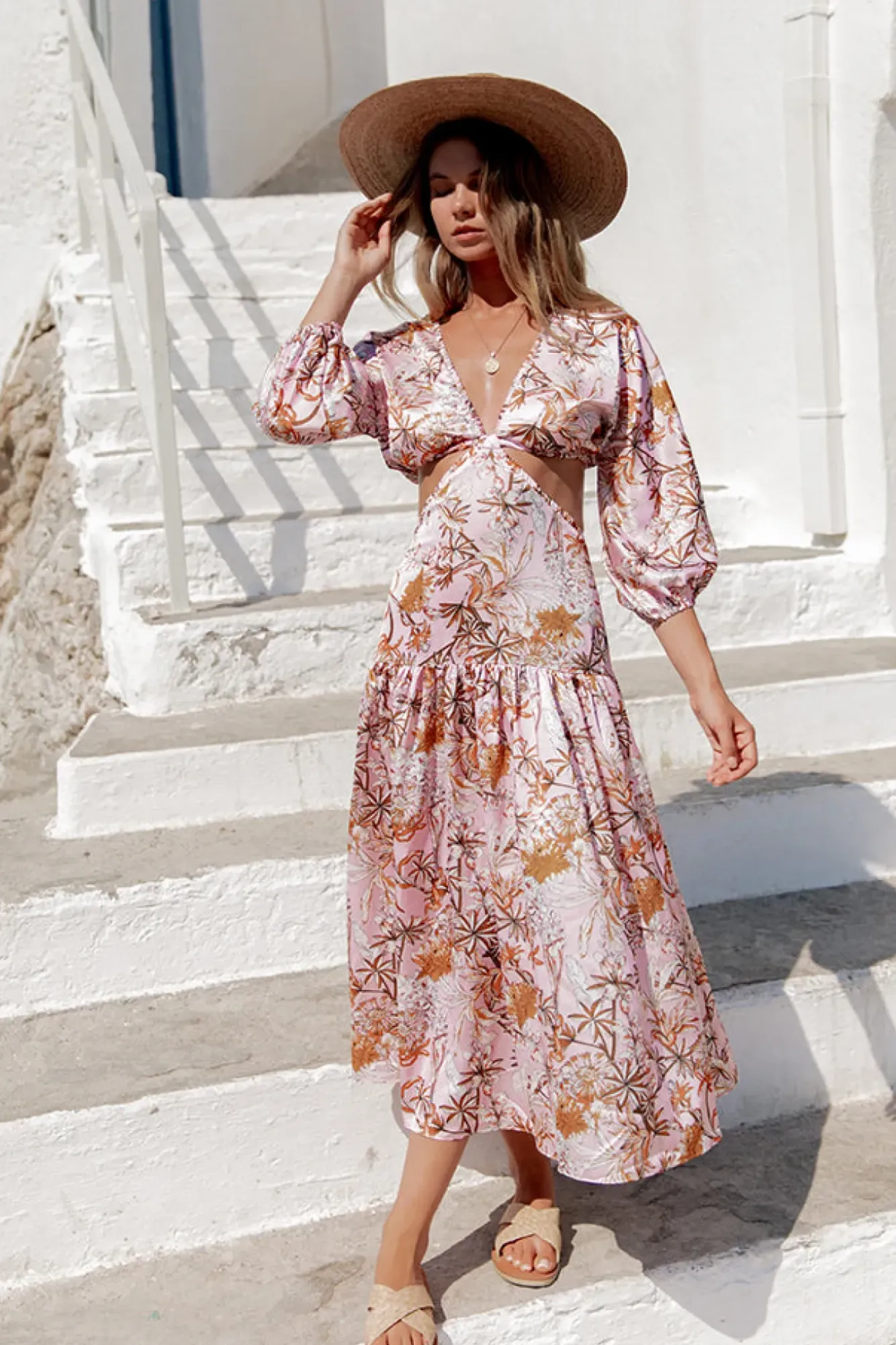 Vacation Dresses|Spring Break Dresses>Hello Molly Come And Go Maxi Dress Pink