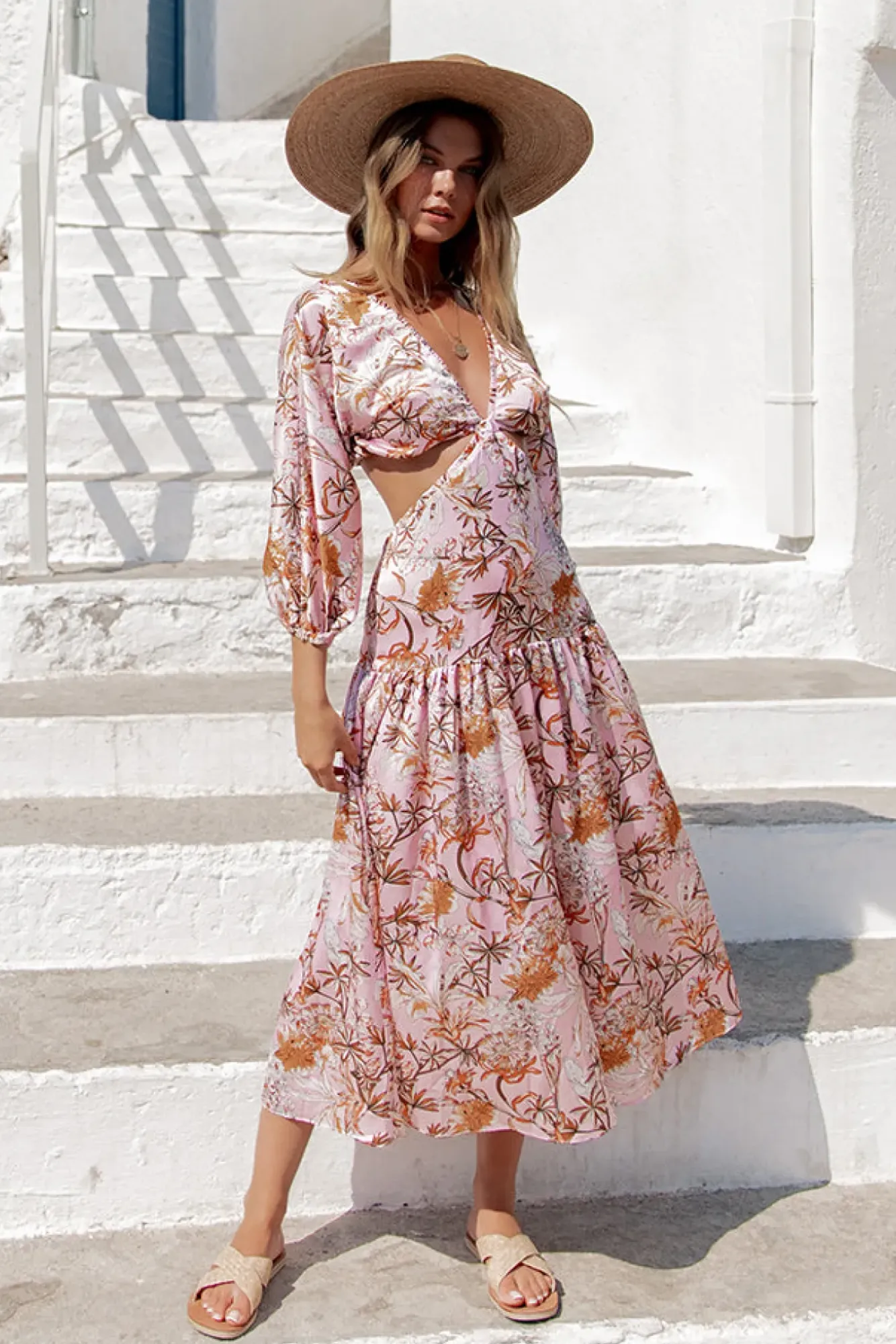 Vacation Dresses|Spring Break Dresses>Hello Molly Come And Go Maxi Dress Pink