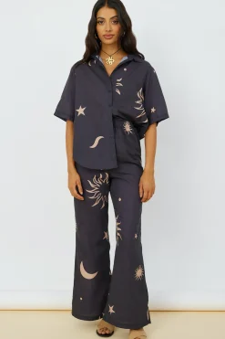 Shirts|Cropped>Hello Molly Constellations In The Sky Shirt Black
