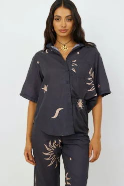 Shirts|Cropped>Hello Molly Constellations In The Sky Shirt Black