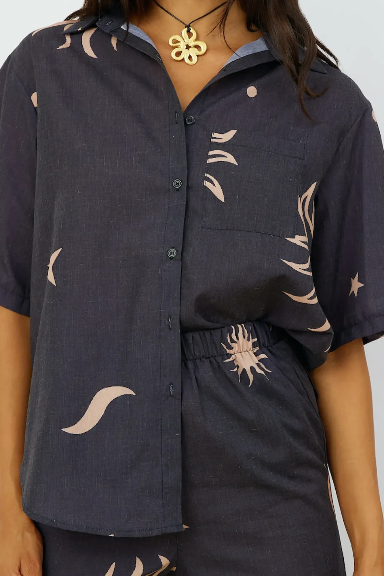 Shirts|Cropped>Hello Molly Constellations In The Sky Shirt Black